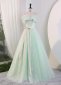 One Shoulder Light Green Prom Dress with Ruffles Neck