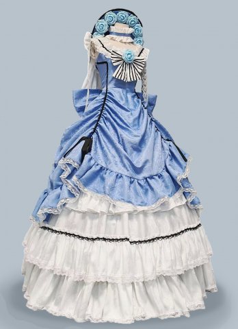 Women Blue Brocade Renaissance Victorian Dress Women 18th Century Theater Costume