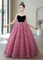 Rose Flower Sleeveless Christmas Party Dress Beauty Contest Ball Gown