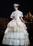 Champagne 17th Century European Nobles Ball Gown Women Baroque Rococo Historical Costume