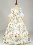 Renaissance Colonial Floral Tea Garden Dress Prom Ball Gown Reenactment Theater Costume