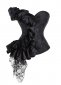 Black Satin Lace Ruffled Brocade Jacquard Bustier