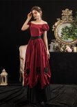Wine Red Women Marie Antoinette Rococo Ball Gown Gothic Victorian Dress Costume Theatre Clothing