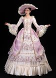 Brand New Pink Floral Christmas Birthday Party Dress Women Southern Belle Ball Gown Theater Costume
