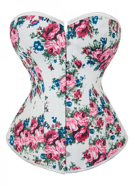 Floral Classic White Overbust Corset with Sweetheart