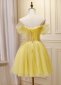 Yellow Spaghetti Straps Sweetheart Mini Cocktail Club Dresses 2