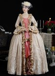 Vintage Apricot Jacquard Rococo Baroque Queen Marie Antoinette Dress