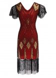 1920s Gatsby - Roaring 20s Sequin Beaded Dress Fringe Evening Gown