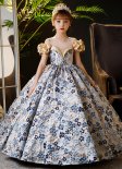 Children Princess Jacquard Off Shoulder Party Dress
