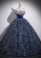 the Shoulder Corset Dark Blue Formal Dress 1