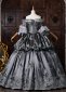 Rococo Gray Brocade Off the Shoulder Marie Antoinette Ball Gown 4