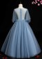 Children Girl Embroidery Sequin Blue Tulle Party Dress 3