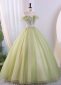 Light Green Off Shoulder Tulle Prom Dress 1