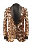 High-end Champagne Tassel Sequins Men's Blazer Wedding Groom Suit Jacket