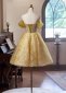 Yellow Applique Sequin Short Formal Dress 3