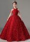 Girls Red Halter Neck Sequin Bead Wedding Christmas Dresses