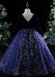 Little Girls Drke Blue Long Sleeve Velvet Tulle Formal Dress