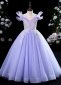 Little Girls Off Shoulder Flower Ball Gown Sequin Party Dress