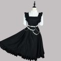 Newest Black Cotton Long Sleeves Maid Lolita Dress