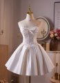White Satin Corset Short Formal Dress for Women Elegant Cocktail Party Wear