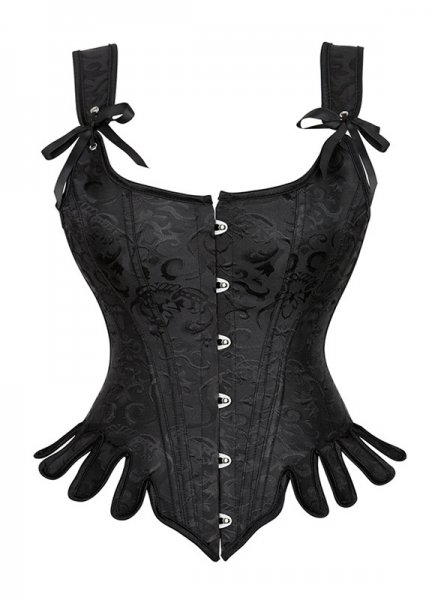 Black Victorian Historically Inspired Jacquard Overbust Corset