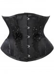 Black Hip Gores Embroidery Applique Underbust Corset