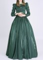 Green Victorian Dickens Fair Christmas Festive Caroler Caroling Dress Civil War Little Women Theater Clothing