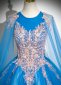 Gorgeous Blue Tulle Cloak Sequin O Neck Prom Dress 2
