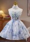 Custom-made Blue Off the Shoulder Appliques Mini Ball Gown Cocktail Dress