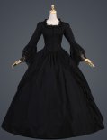 Vintage Black Flare Sleeves Medieval Civil War Gothic Victorian Dress Gown For Party