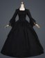 Vintage Black Flare Sleeves Medieval Civil War Gothic Victorian Dress Gown For Party