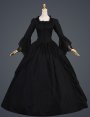 Vintage Black Flare Sleeves Medieval Civil War Gothic Victorian Dress Gown For Party