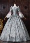 Green Blue Floral Jacquard Victorian Tea Party Dress 18th Century Rococo Ball Gown 4