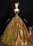Elegant Retro Black and Coffee Floral Masked Prom Dress Women Carnival Valentines Day Evening Long Formal Dress