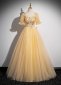 Princess Yellow Sequin Tulle Homecoming Dress