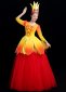 Women Samba Rio Carnival Dance Fancy Dress Red And Gold Petal Tulle Dresses