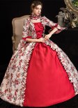 Renaissance Colonial Antique Floral Dress Princess Prom Ball Gown Reenactment Theater Clothing