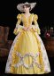 Yellow Printed Long Flare Sleeve Floor Length Masquerade Ball Dress 3