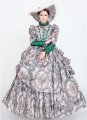 High-end Gray Floral Vintage Court Party Dress Historical Period Reenactment Theater Costume