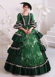 Renaissance Vintage Rococo Green Sequins Marie Antoinette Prom Gown Women 18th Century Baroque Victorian Dress Theater Costume