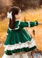 Green Velvet Ruffle Girl Winter Christmas Gown 1