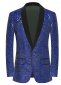 Men Blue Cashew Flower Sequin Floral Suit Jacket Blazer