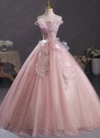 Sparkly Pink Off the Shoulder Long Formal Dress
