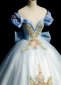 Deep V Neck Light Blue Beading Tulle Holiday Dress With Flower 2