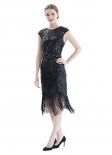 Womens Black Gold Flapper Dress Sequins 1920s Retro Cocktail Dress