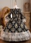 Girls Black Floral Jacquard Victorian Halloween Ball Dress Children Festival Dress 4