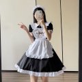 Black and White Apron Embroidered Cook Maid Dress Cosplay Costume
