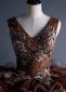 Embroidered Beaded V neck Flower Waist Formal Dress 1