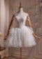 White Sexy Sparkly Beading Tulle Mini Cocktail Dress 1