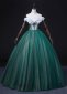 Dark Green Off Shoulder Tulle Long Evening Dress